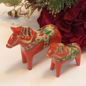 Nils Olsson Dala Horse Red Swedish Dala Horse Mother and Baby Made in Sweden